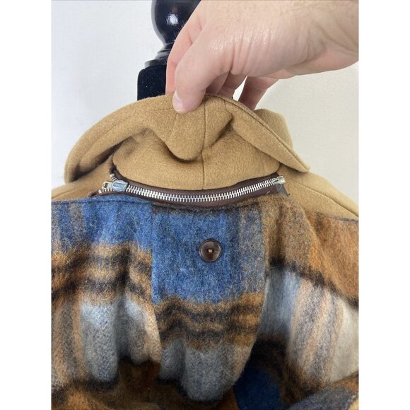 Vintage Mitchell Wool Duffle Coat 70s Toggle Plaid Lined Winter Woman M - Picture 9 of 14